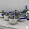Set de Ollas de Acero Inoxidable 12 Piezas HOFFAVORER - Azul