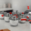 Set de Ollas de Acero Inoxidable 12 Piezas HOFFAVORER - Rojo
