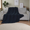 Cobija Tejida Tipo Franela 220x220cm – Modelo Roma Collection | Ultra Suave 1140g | Varios Colores (Gris) - Negro