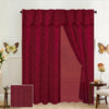 Juego de Cortinas con Velo y Borlas – 2 Piezas, 270x215 cm – Avestruz Collection - Vino
