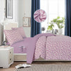 Juego de Sábanas Bouquetex Trébol Collection con Bolsillo Porta Accesorios – 4 Piezas - Lila – Geométrico Moderno