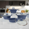 Set de Ollas Epicure Granito 8 Piezas con Tapas - 4 Colores - Azul Granito