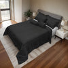 Juego de Edredón Sólido KING Size de 7 Piezas - Negro