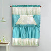 Set Cortinas de Cocina Daisy 3 Piezas Bordadas – Gentler Home - Turquesa