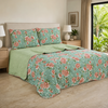 Set de Cubrecama Reversible 3/4 Piezas con Sábana Ajustable y Fundas – 8 Diseños B - Jardín Menta Coral