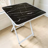 Mesa Plegable Multiusos 60x60 cm Tipo Mármol Negra y Blanca | Escritorio Compacto - Negro Marmoleado