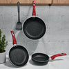 Juego de Sartenes SANKEY 4 Piezas 16-20-26 cm Antiadherentes Marble Coating - Rojo Granito
