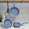 Juego de Sartenes SANKEY 4 Piezas 16-20-26 cm Antiadherentes Marble Coating - Azul Granito