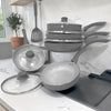 Set de Sartenes 11 Piezas Antiadherente Cerámico con Tapas de Vidrio ROCA - Gris