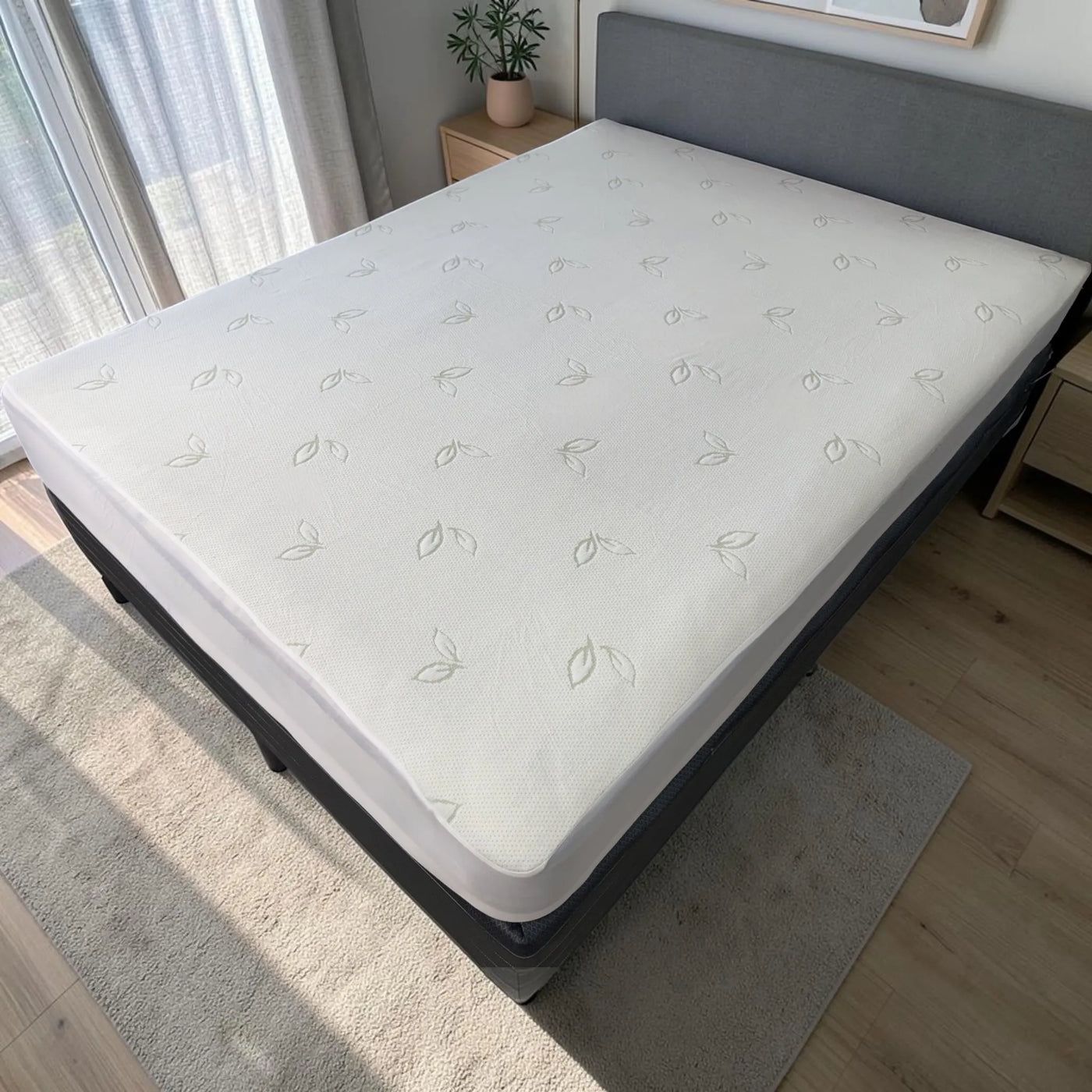 Protector de colchón impermeable de fibra de bambú instalado en cama, guía para elegir el correcto en El Salvador
