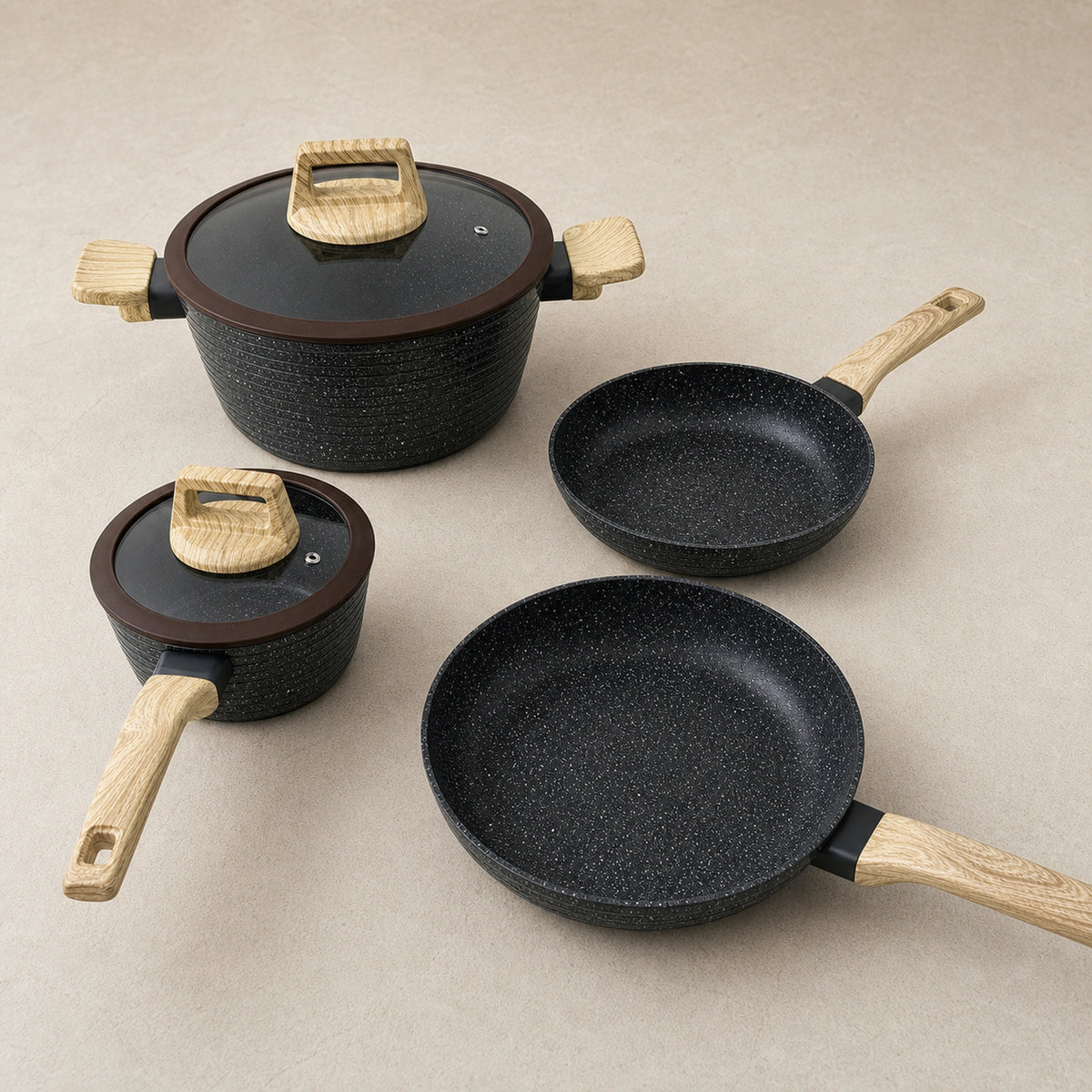 Batería de cocina Crystal Cuisine de 6 piezas en color Negro, vista principal