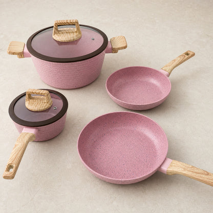 Batería de cocina Crystal Cuisine de 6 piezas en color Rosa, vista principal