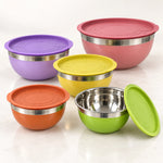 Juego de bowls Lotus de acero inoxidable con tapa, 10 piezas en 5 colores