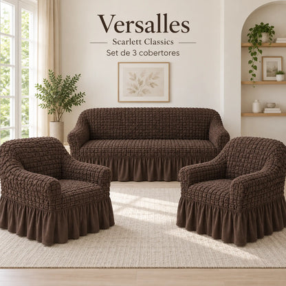 Set de cobertores Versalles color Chocolate, vista del set completo