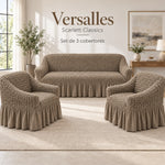Set de cobertores Versalles color Taupe, vista del set completo