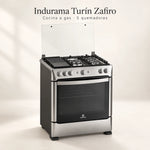 Cocina a Gas Indurama Turín Zafiro, portada del producto con tapa de vidrio abierta
