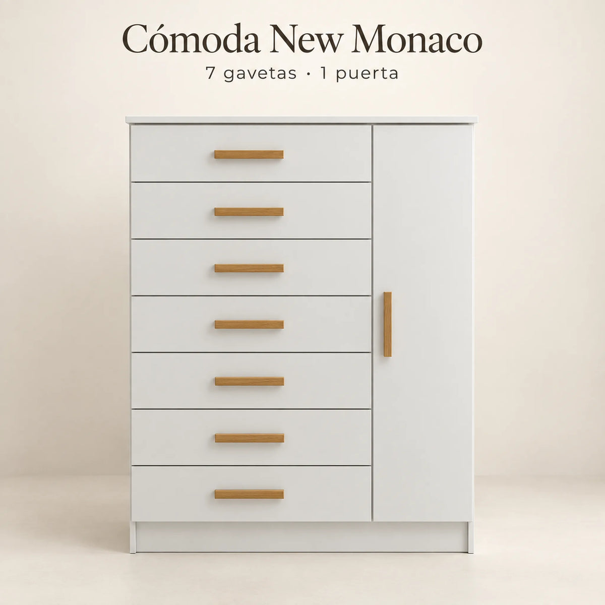 Cómoda New Mónaco acabado Blanco, vista de portada