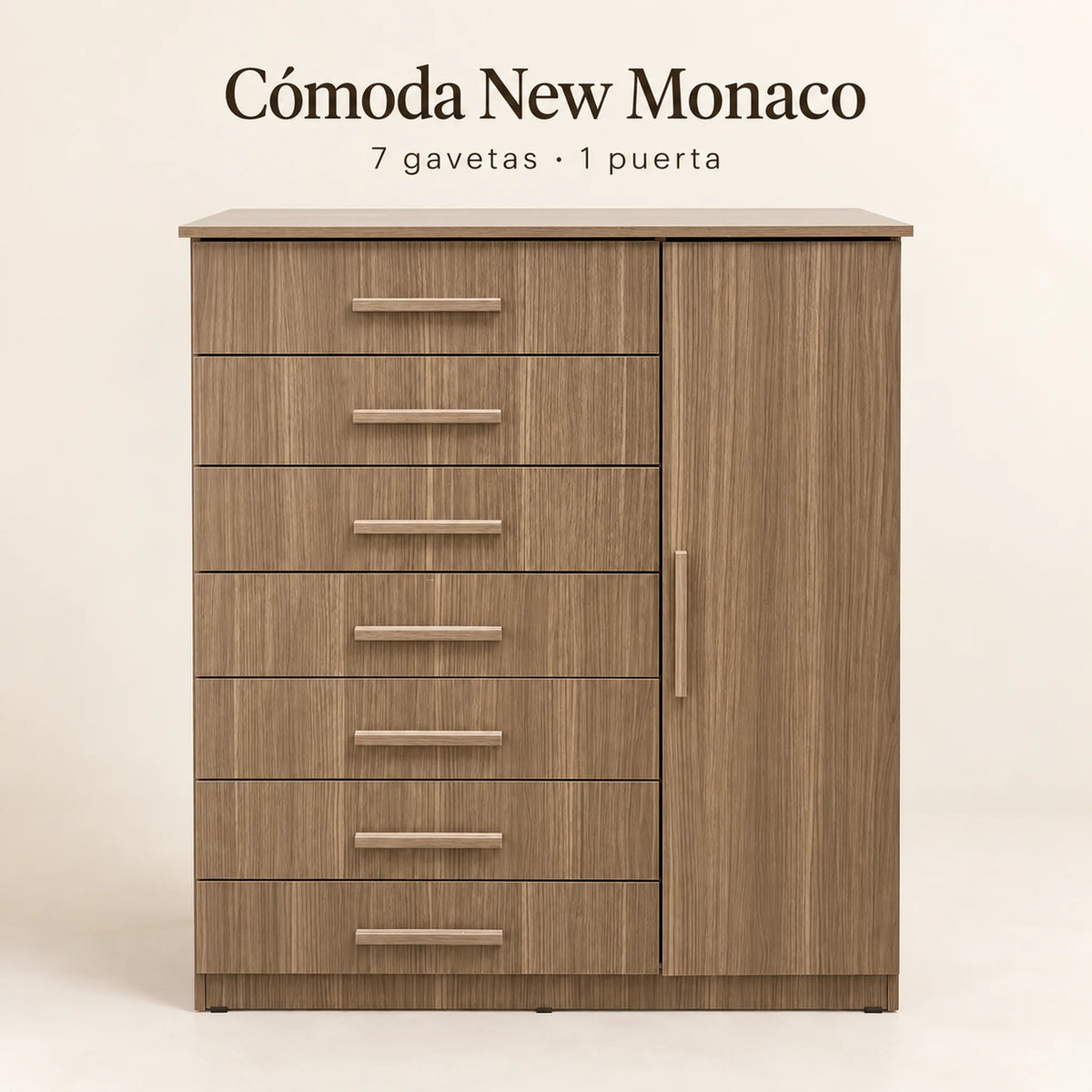 Cómoda New Mónaco acabado Café Veteado, vista de portada