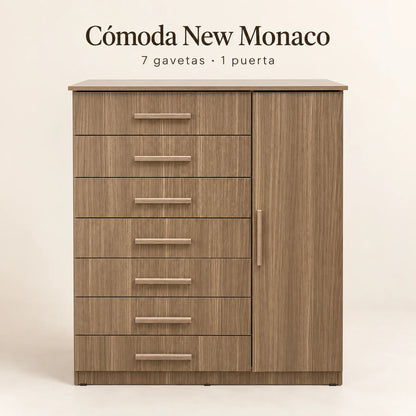 Cómoda New Mónaco acabado Café Veteado, vista de portada