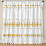 Par de cortinas blancas bordadas satinadas con cenefa, bordado dorado – vista principal