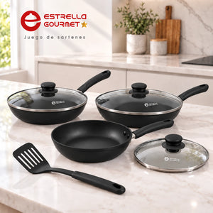Juego de sartenes Estrella Gourmet de 7 piezas, set completo