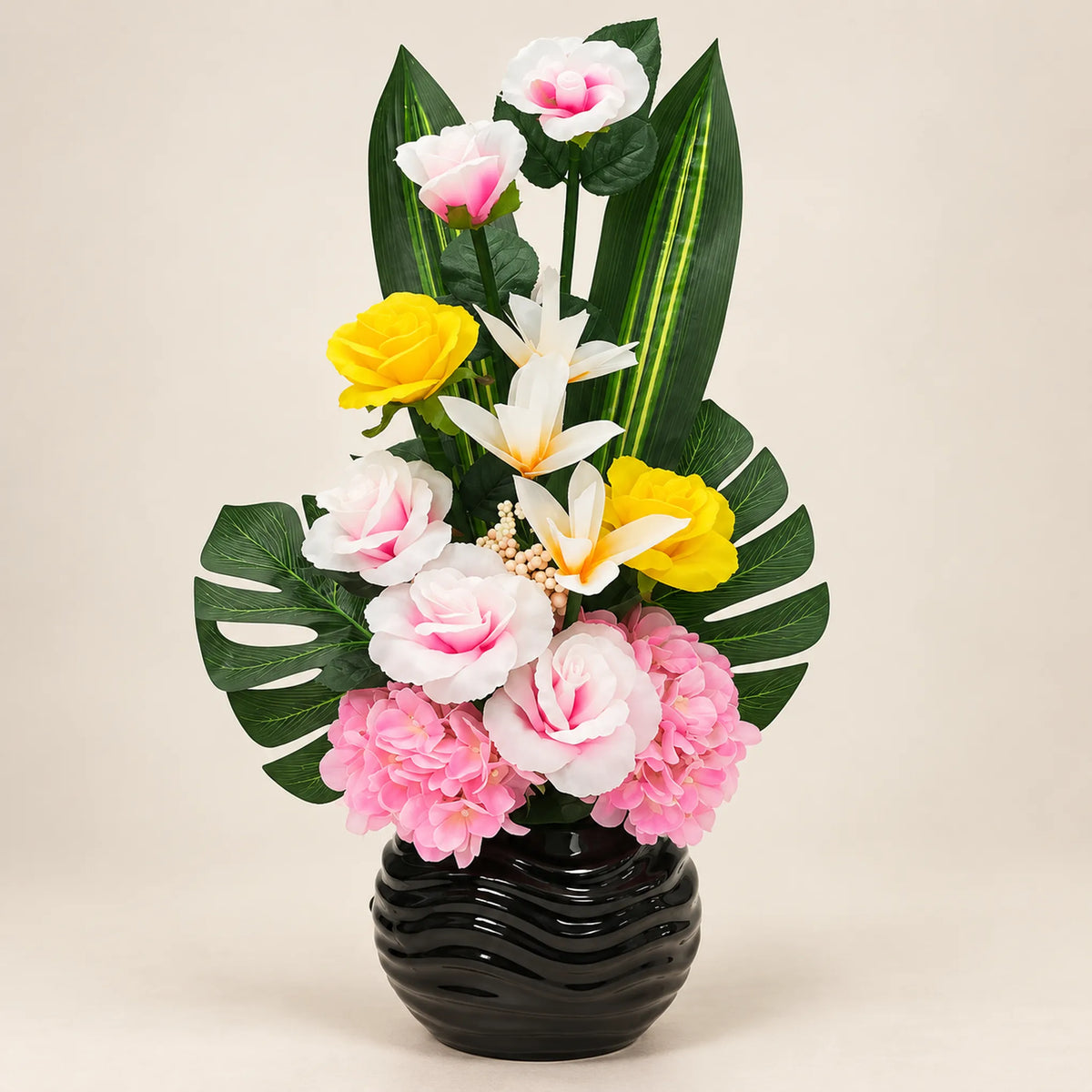 Arreglo de flores artificiales con luz LED, diseño Rosa Primaveral – vista principal