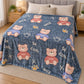 Frazada estampada afelpada 200 x 240 cm, diseño Ositos Azul – vista principal sobre la cama