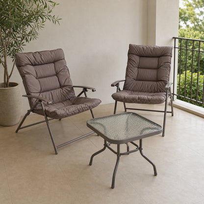 Juego de terraza reclinable de 3 piezas en color Taupe, vista principal