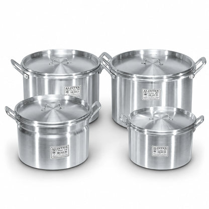 Juego de 4 ollas de aluminio Alinter con tapa de 30, 34, 38 y 40 cm