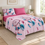 Juego de sábanas 4 piezas estampado con atrapasueños rosa – vista principal