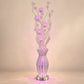 Lámpara de piso LED floral, diseño Floral Rizada Plateada – vista principal encendida