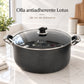 Olla alta antiadherente Lotus de 38 cm con tapa de vidrio