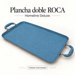 Plancha doble antiadherente ROCA marmolizada, color Celeste Marmoleado