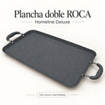 Plancha doble antiadherente ROCA marmolizada, color Gris Oscuro Marmoleado