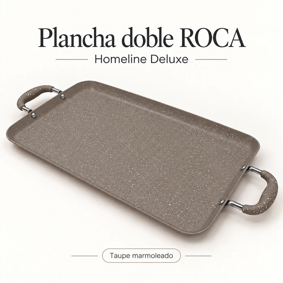 Plancha doble antiadherente ROCA marmolizada, color Taupe Marmoleado