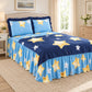 Juego de sábanas con vuelo 4 piezas, diseño Estrellas Doradas Azul – vista principal