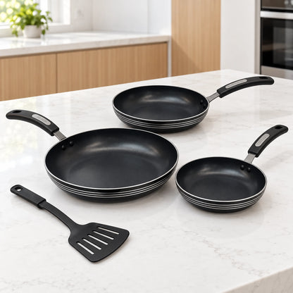 Set de 3 sartenes antiadherentes Alsasa Línea Premium color negro