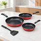 Set de 3 sartenes antiadherentes Alsasa Línea Premium color rojo