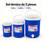 Set de 3 termos para líquidos color azul – vista principal del set de 3 piezas