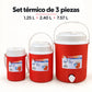 Set de 3 termos para líquidos color rojo – vista principal del set de 3 piezas