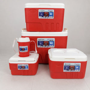 Set de hieleras Lotus en rojo: 60, 30, 14 y 6 litros más jarra térmica de 1 litro