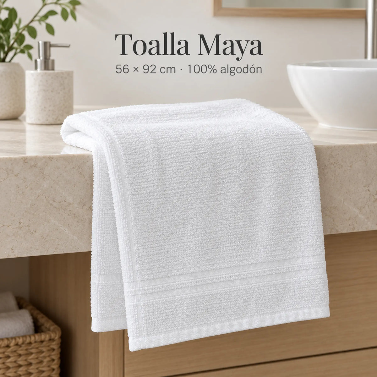 Pack de 12 Toallas Maya, variante Blanco, vista de una toalla blanca individual