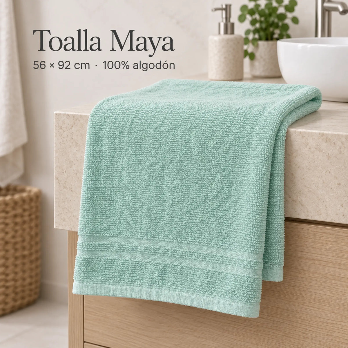 Pack de 12 Toallas Maya, variante Surtido Pastel, toalla color verde menta, portada