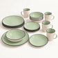 Juego de vajilla Lotus de 16 piezas color Verde Salvia con platos, tazones y tazas