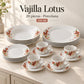Vajilla de porcelana Lotus, diseño Lirio Coral, 20 piezas
