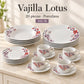 Vajilla de porcelana Lotus, diseño Flor de Cerezo, 20 piezas