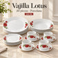 Vajilla de porcelana Lotus, diseño Rosa Imperial, 20 piezas