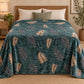 Frazada estampada afelpada 200 x 240 cm, diseño Hojas Tropicales Verde – vista frontal