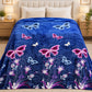 Frazada estampada afelpada 200 x 240 cm, diseño Mariposas Azul Marino – vista frontal