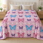 Frazada estampada afelpada 200 x 240 cm, diseño Mariposas Rosa – vista frontal